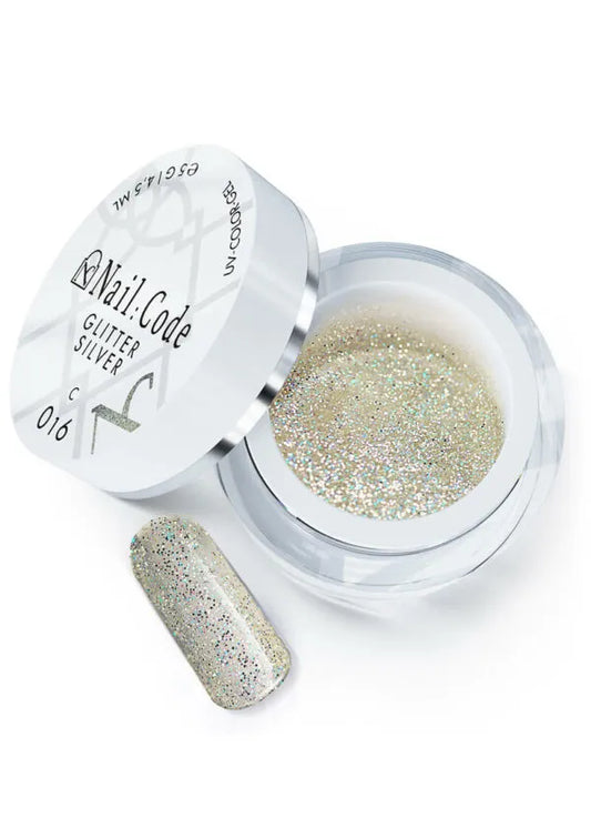 C016 Glitter Silver – UV/LED Color Gel